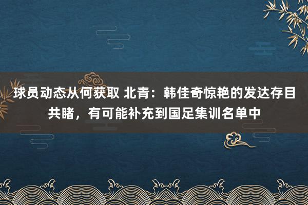 球员动态从何获取 北青：韩佳奇惊艳的发达存目共睹，有可能补充到国足集训名单中