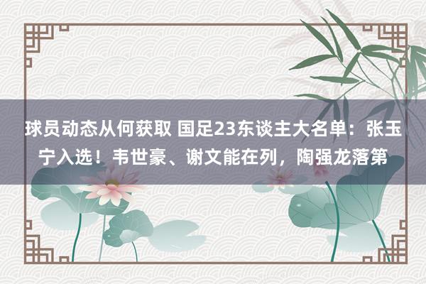 球员动态从何获取 国足23东谈主大名单：张玉宁入选！韦世豪、谢文能在列，陶强龙落第