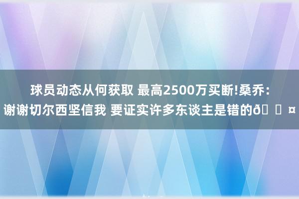 球员动态从何获取 最高2500万买断!桑乔：谢谢切尔西坚信我 要证实许多东谈主是错的😤