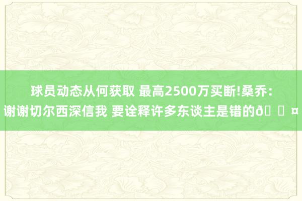 球员动态从何获取 最高2500万买断!桑乔：谢谢切尔西深信我 要诠释许多东谈主是错的😤