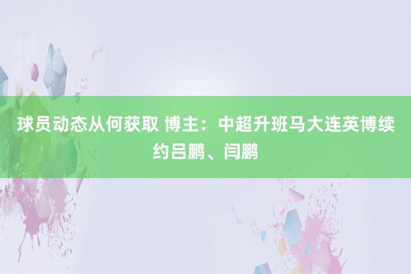 球员动态从何获取 博主：中超升班马大连英博续约吕鹏、闫鹏