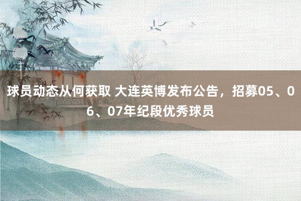 球员动态从何获取 大连英博发布公告，招募05、06、07年纪段优秀球员