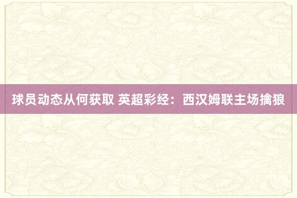 球员动态从何获取 英超彩经：西汉姆联主场擒狼