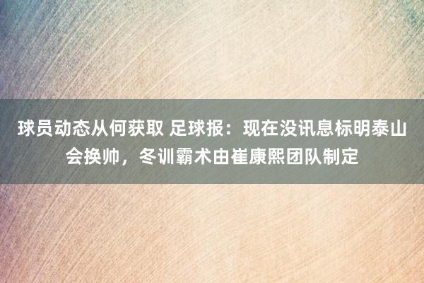 球员动态从何获取 足球报：现在没讯息标明泰山会换帅，冬训霸术由崔康熙团队制定