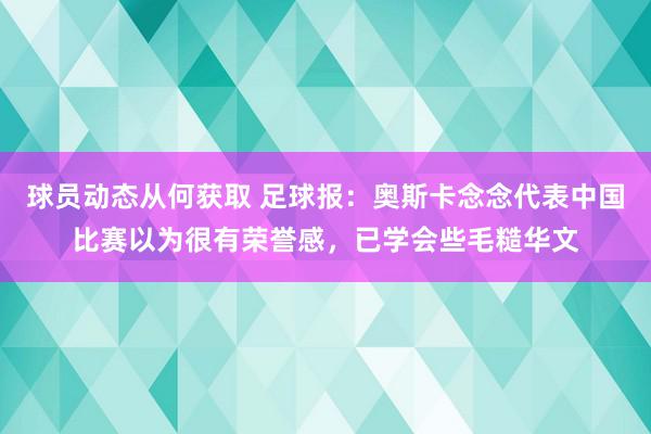 球员动态从何获取 足球报：奥斯卡念念代表中国比赛以为很有荣誉感，已学会些毛糙华文