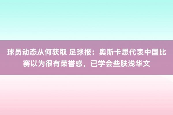 球员动态从何获取 足球报：奥斯卡思代表中国比赛以为很有荣誉感，已学会些肤浅华文