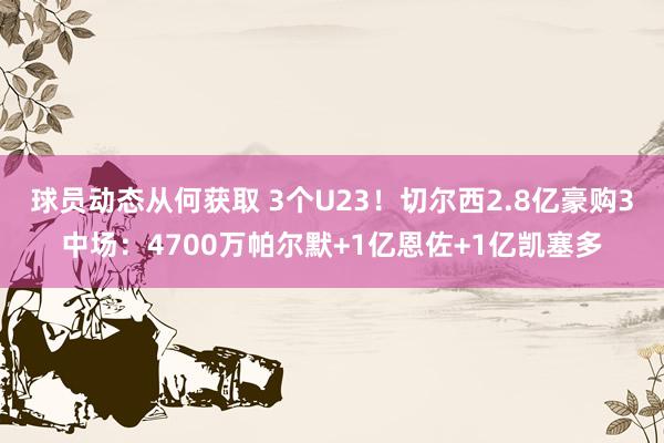 球员动态从何获取 3个U23！切尔西2.8亿豪购3中场：4700万帕尔默+1亿恩佐+1亿凯塞多