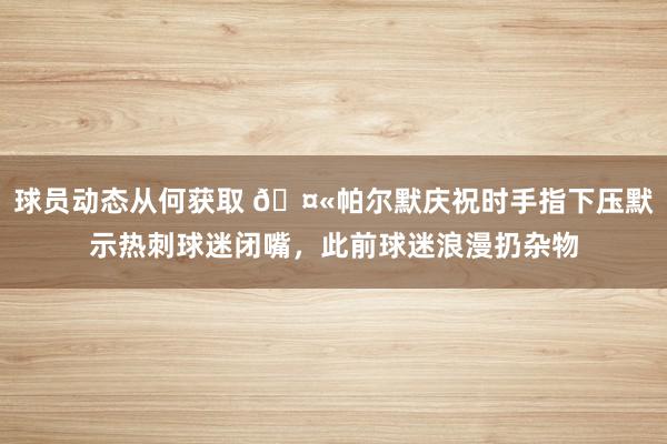 球员动态从何获取 🤫帕尔默庆祝时手指下压默示热刺球迷闭嘴，此前球迷浪漫扔杂物