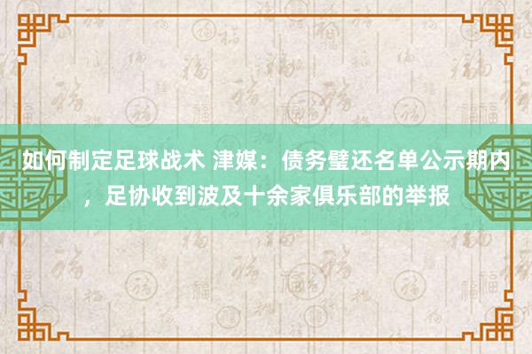 如何制定足球战术 津媒：债务璧还名单公示期内，足协收到波及十余家俱乐部的举报