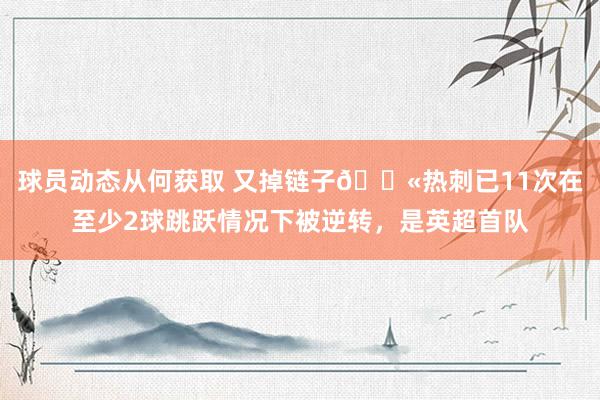 球员动态从何获取 又掉链子😫热刺已11次在至少2球跳跃情况下被逆转，是英超首队