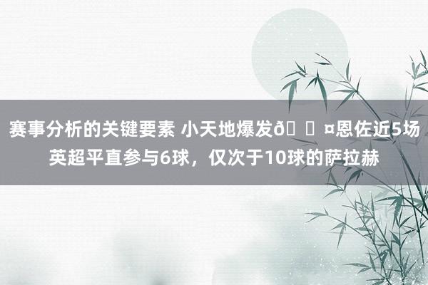 赛事分析的关键要素 小天地爆发😤恩佐近5场英超平直参与6球，仅次于10球的萨拉赫