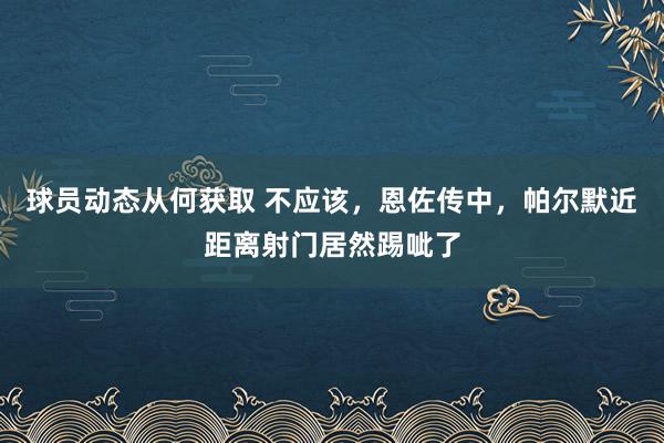 球员动态从何获取 不应该，恩佐传中，帕尔默近距离射门居然踢呲了