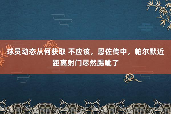 球员动态从何获取 不应该，恩佐传中，帕尔默近距离射门尽然踢呲了