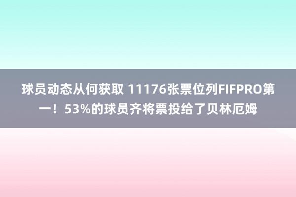 球员动态从何获取 11176张票位列FIFPRO第一！53%的球员齐将票投给了贝林厄姆