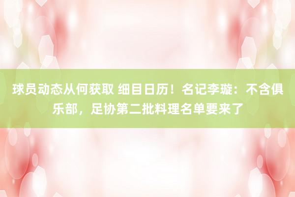 球员动态从何获取 细目日历！名记李璇：不含俱乐部，足协第二批料理名单要来了