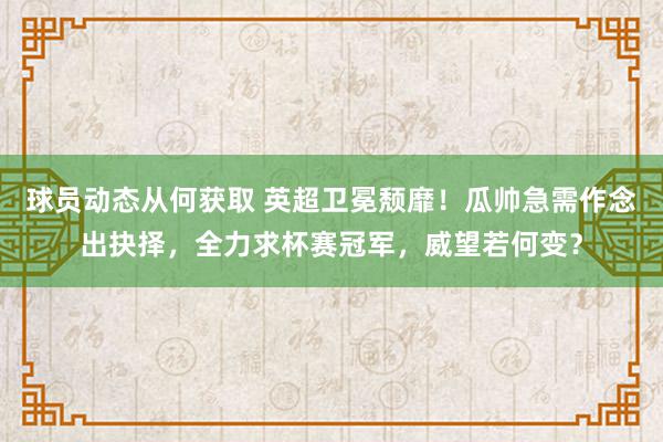 球员动态从何获取 英超卫冕颓靡！瓜帅急需作念出抉择，全力求杯赛冠军，威望若何变？