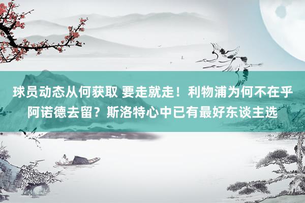 球员动态从何获取 要走就走！利物浦为何不在乎阿诺德去留？斯洛特心中已有最好东谈主选