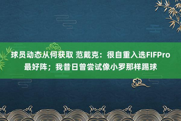 球员动态从何获取 范戴克：很自重入选FIFPro最好阵；我昔日曾尝试像小罗那样踢球